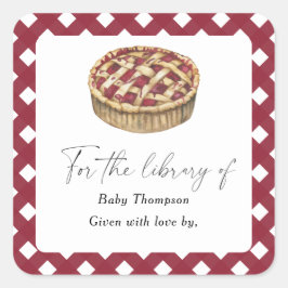 Waterverf Cutie Pie - Baby shower Boekplaat Vierkante Sticker