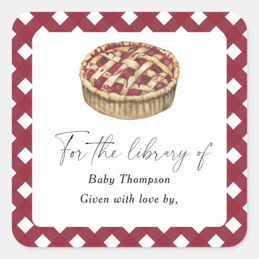 Waterverf Cutie Pie - Baby shower Boekplaat Vierkante Sticker (Voorkant)