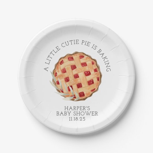 Waterverf Cutie Pie Baking Baby shower Papieren Bordje (Voorkant)