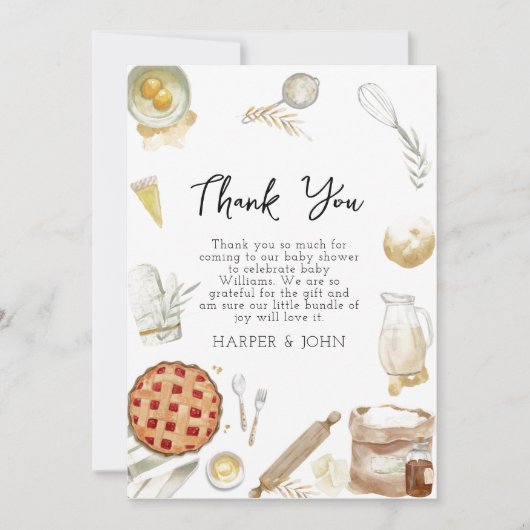 Waterverf Cutie Pie Bakken Baby shower Dank u Bedankkaart (Voorkant)