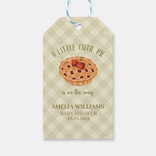 Waterverf Cutie Pie Herfst Baby shower Cadeaulabel (Achterkant)