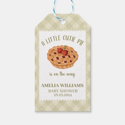 Waterverf Cutie Pie Herfst Baby shower Cadeaulabel (Voorkant)