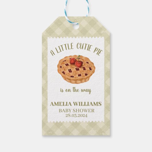 Waterverf Cutie Pie Herfst Baby shower Cadeaulabel (Achterkant)