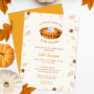 Waterverf Cutie Pie Herfst Baby shower Uitnodiging