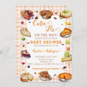 Waterverf Cutie Pie Sinaasappel Gingham Baby showe Kaart (Voorkant / Achterkant)
