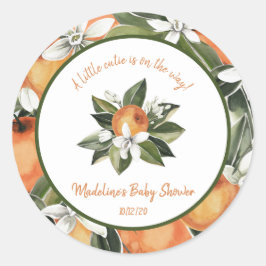 Waterverf cutie sinaasappel bloesems gunst tag ronde sticker