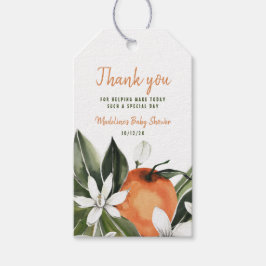 Waterverf Cutie Sinaasappel Blossoms Dank u Cadeaulabel