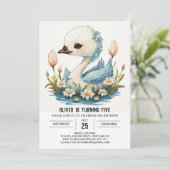 Waterverf Cygnus Swan Verjaardag Kaart (Staand voorkant)