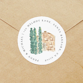 Waterverf Cypress Trees Return Address Ronde Sticker