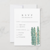 Waterverf Cypress Trees Wedding RSVP Kaartje (Voorkant)