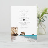 Waterverf Cyprus Aphrodite Beach Ocean Wedding Kaart (Staand voorkant)