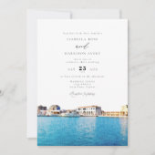 Waterverf Cyprus Skyline Beach Ocean Wedding Kaart (Voorkant)