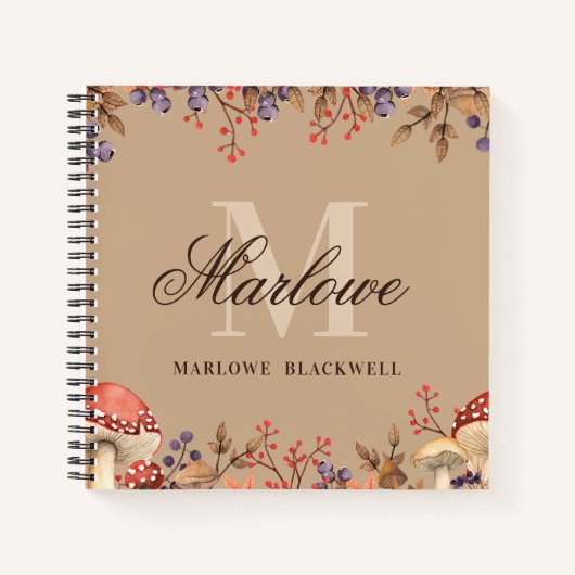 Waterverf daalt af met een bruin-monogram-script notitieboek (Voorkant)