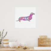 Waterverf Dachshund Art Poster (Keuken)