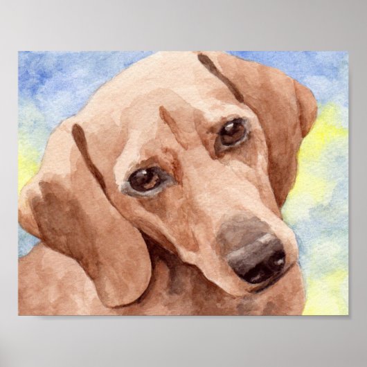Waterverf Dachshund Art Print (Voorkant)
