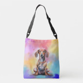 Waterverf Dachshund Crossbody Tas (Achterkant)