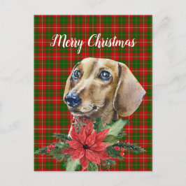 Waterverf Dachshund Dog-Briefkaart voor kerstmis Briefkaart