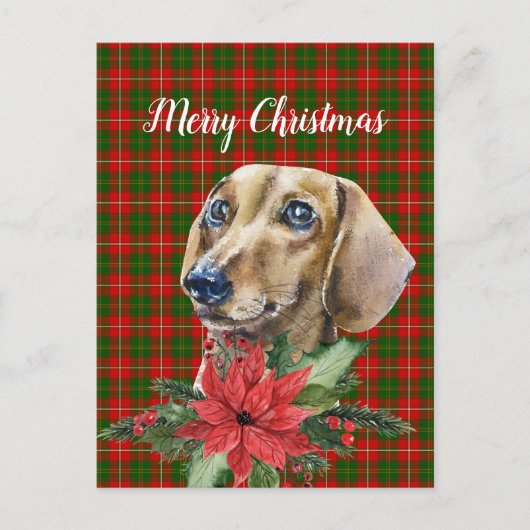 Waterverf Dachshund Dog-Briefkaart voor kerstmis Briefkaart (Voorkant)
