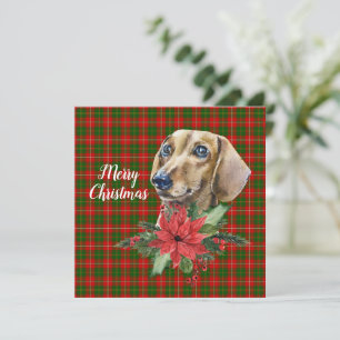 Waterverf Dachshund Dog kerstflat Kaart