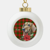 Waterverf Dachshund Dog Persoonlijk Keramische Bal Ornament (Voorkant)