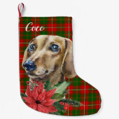 Waterverf Dachshund Dog Persoonlijk Kleine Kerstsok (Voorkant)