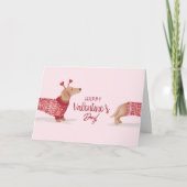 Waterverf Dachshund Dog Valentijnsdag Sweater Kaart (Voorkant)