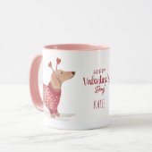 Waterverf Dachshund Dog Valentijnsdag Sweater Mok (Voorkant links)