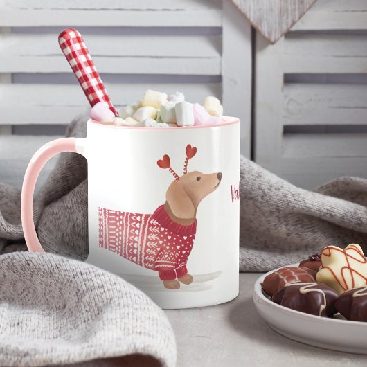 Waterverf Dachshund Dog Valentijnsdag Sweater Mok