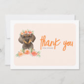 Waterverf Dachshund en Perzikbloemen Verjaardag Bedankkaart (Voorkant)