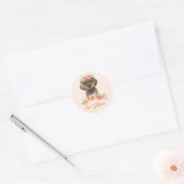 Waterverf Dachshund en Perzikbloemen Verjaardag Ronde Sticker (Envelop)