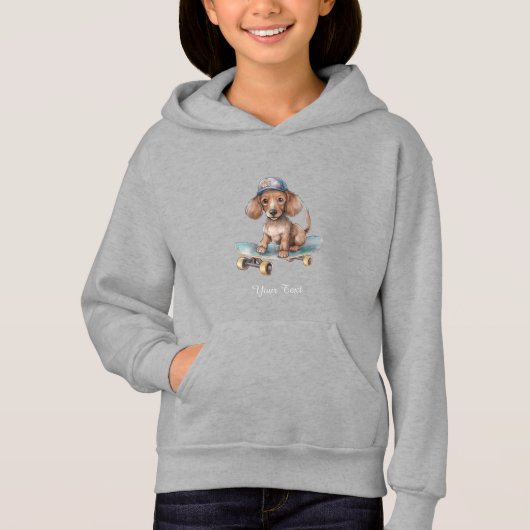 Waterverf Dachshund Kinder trui hoodie (Voorkant)