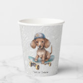 Waterverf Dachshund Papier Cups Papieren Bekers (Voorkant)