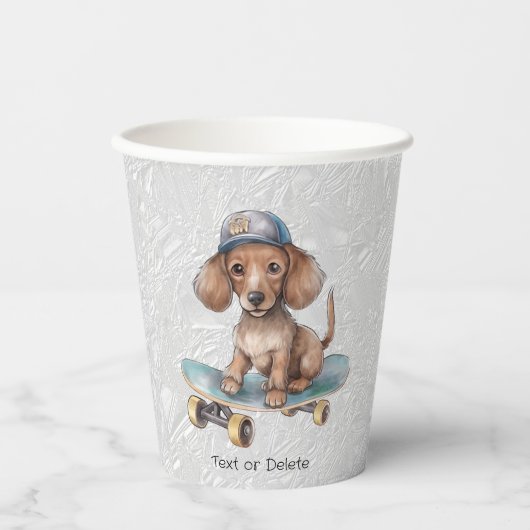 Waterverf Dachshund Papier Cups Papieren Bekers (Voorkant)