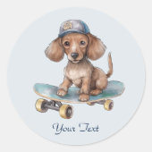 Waterverf Dachshund Sticker (Voorkant)