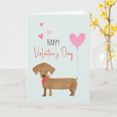 Waterverf Dachshund Valentijnse Dog Card Kaart (Gele Bloem)