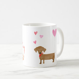 Waterverf Dachshund Valentijnse  Dog Coffee Mok