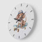 Waterverf Dachshund wandklok (Hoek)