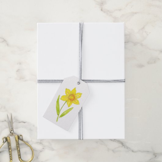 Waterverf Daffodil 2 Cadeaulabel (Met Touw)