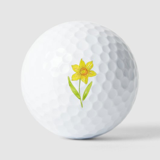 Waterverf Daffodil 2 Golf Balls Golfballen (Voorkant)