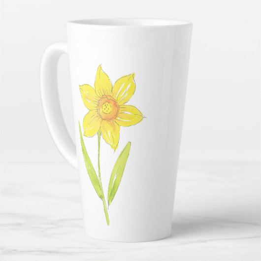 Waterverf Daffodil 2 Latte Mok (Linkerhoek)