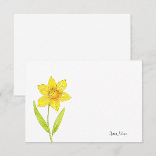 Waterverf Daffodil 2 Notitiekaartje (Voorkant / Achterkant)