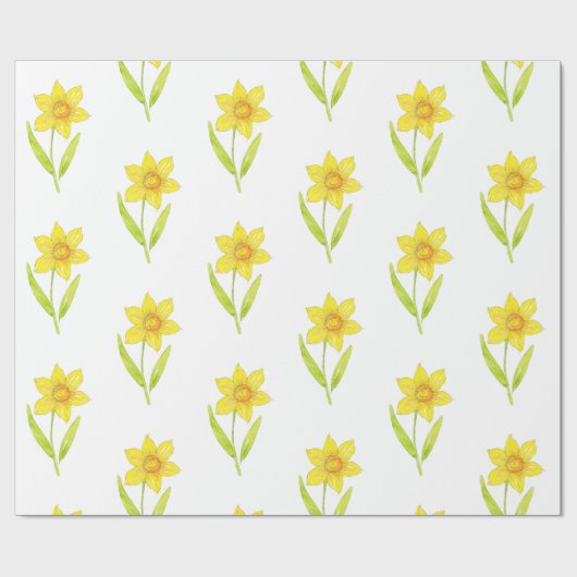 Waterverf Daffodil 2 patroon Cadeaupapier (Vlak)