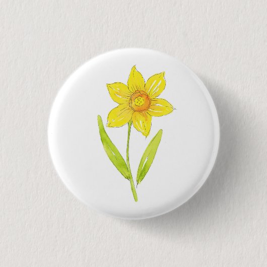 Waterverf Daffodil 2 Ronde Button 3,2 Cm (Voorkant)