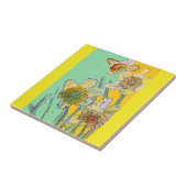 Waterverf Daffodil Bloem Aqua Geel Tegeltje (Zijkant)