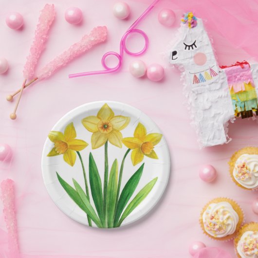 Waterverf Daffodil Ditzy Bloempapier Borden Papieren Bordje (Feest)