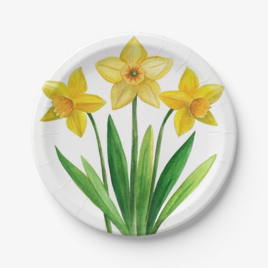 Waterverf Daffodil Ditzy Bloempapier Borden Papieren Bordje (Voorkant)