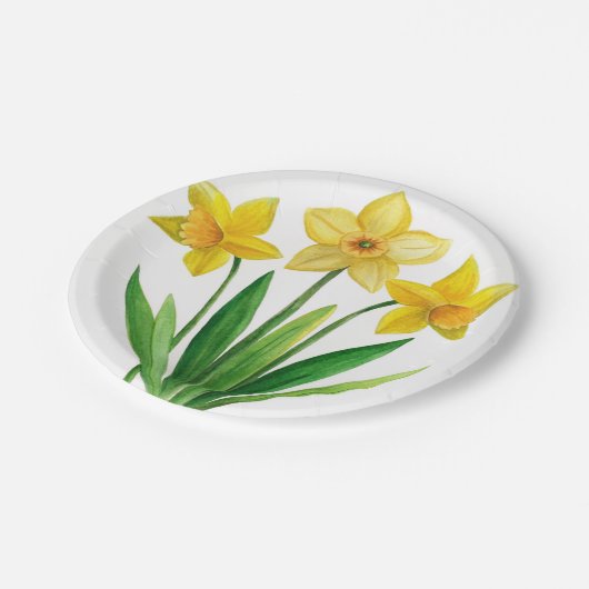 Waterverf Daffodil Ditzy Bloempapier Borden Papieren Bordje (Gekanteld)