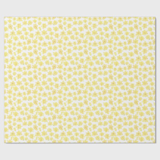 Waterverf Daffodil Ditzy Floral Cadeaupapier (Vlak)