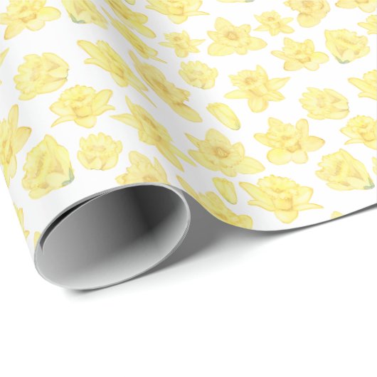 Waterverf Daffodil Ditzy Floral Cadeaupapier (Rol Hoek)