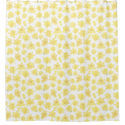 Waterverf Daffodil Ditzy Floral Douchegordijn (Voorkant)